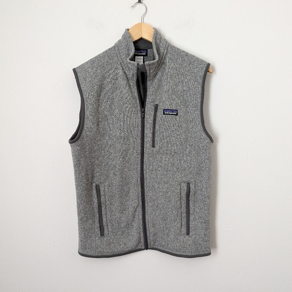 Patagonia men's light grey Better Sweater Fleece full zipper sleeveless Vest